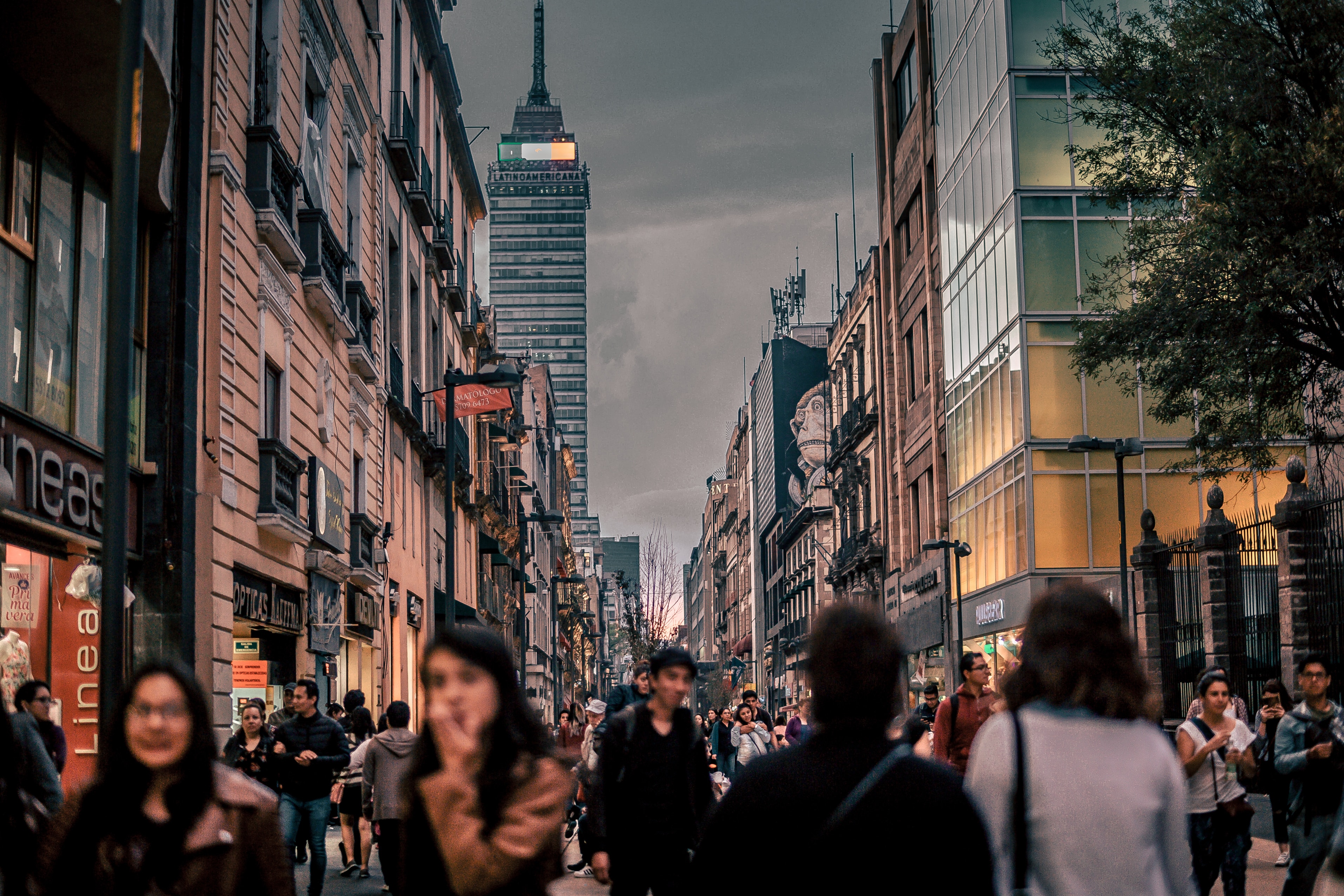 people in city street