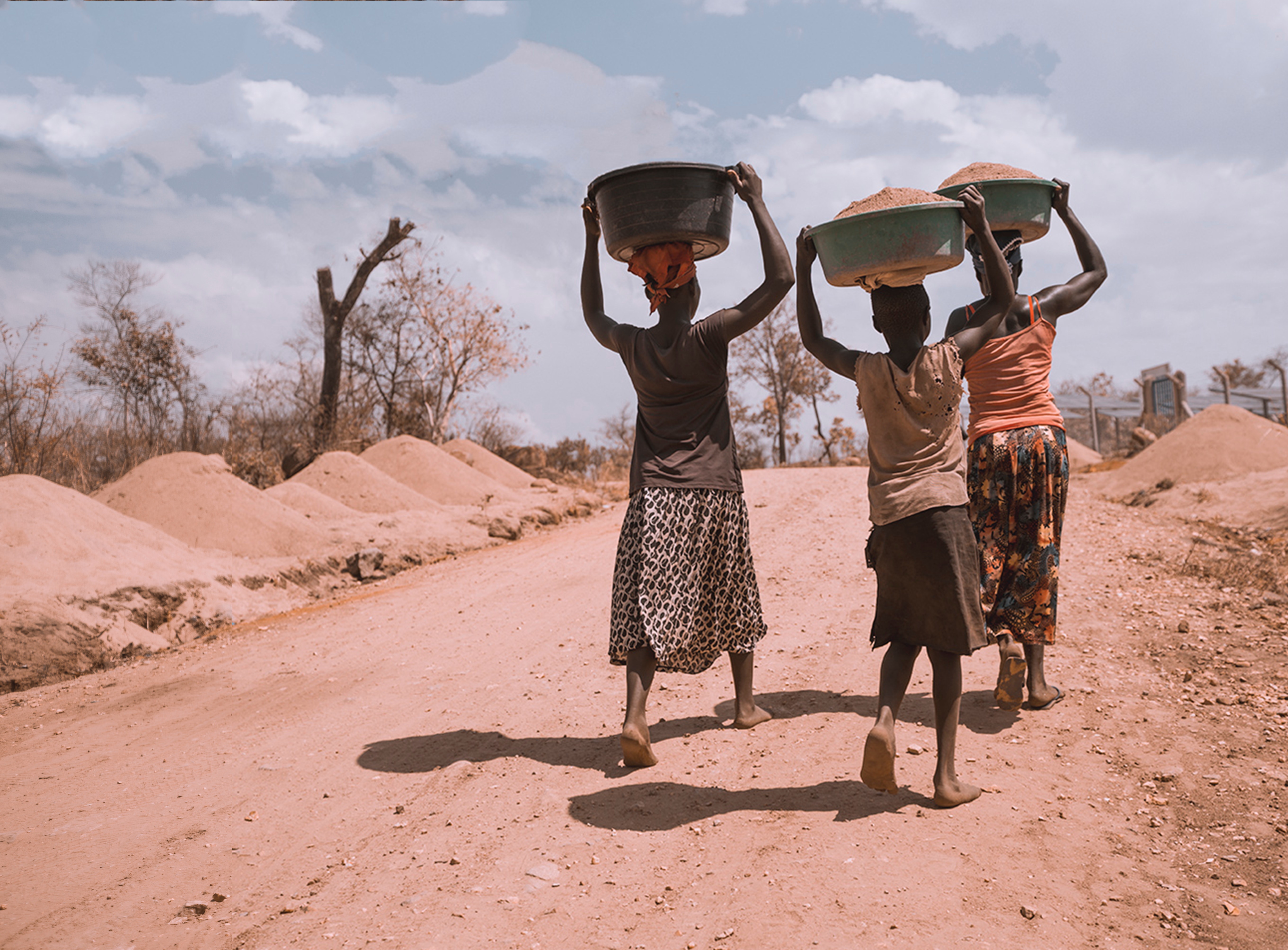 Women walking down road