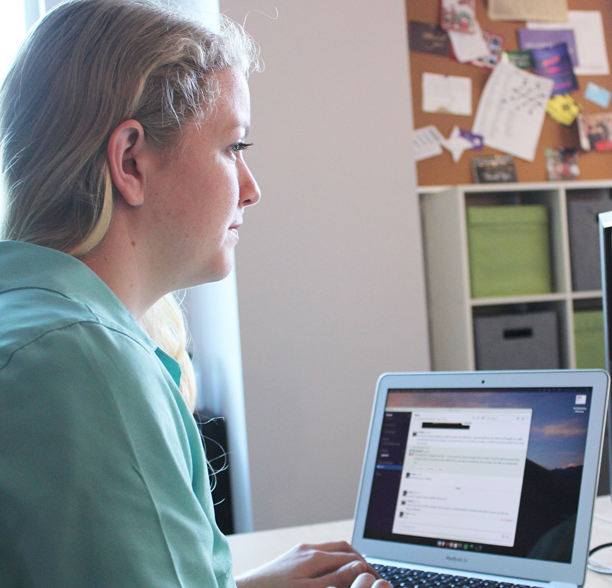 Maddy at work in the office