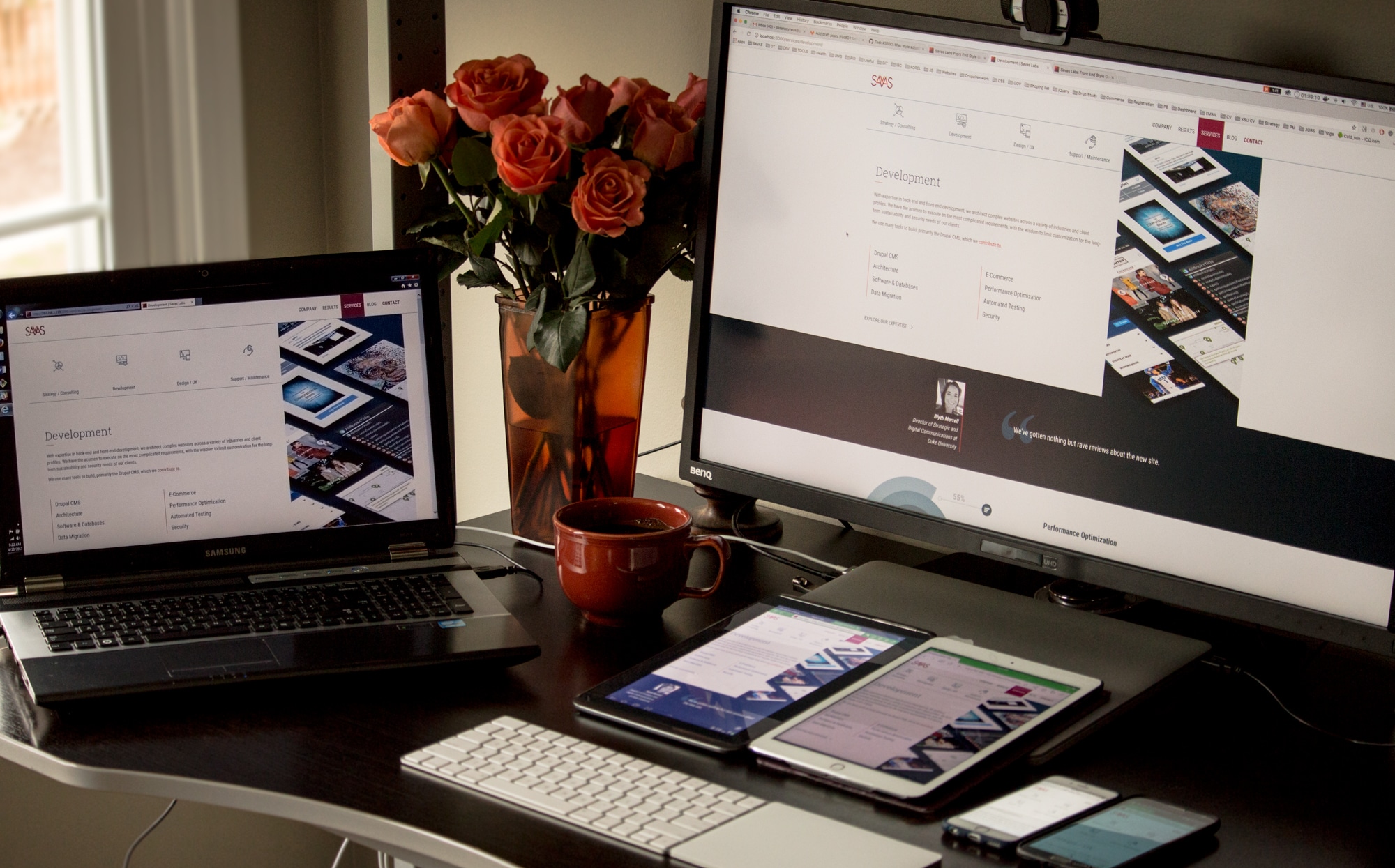 Many devices testing responsive design