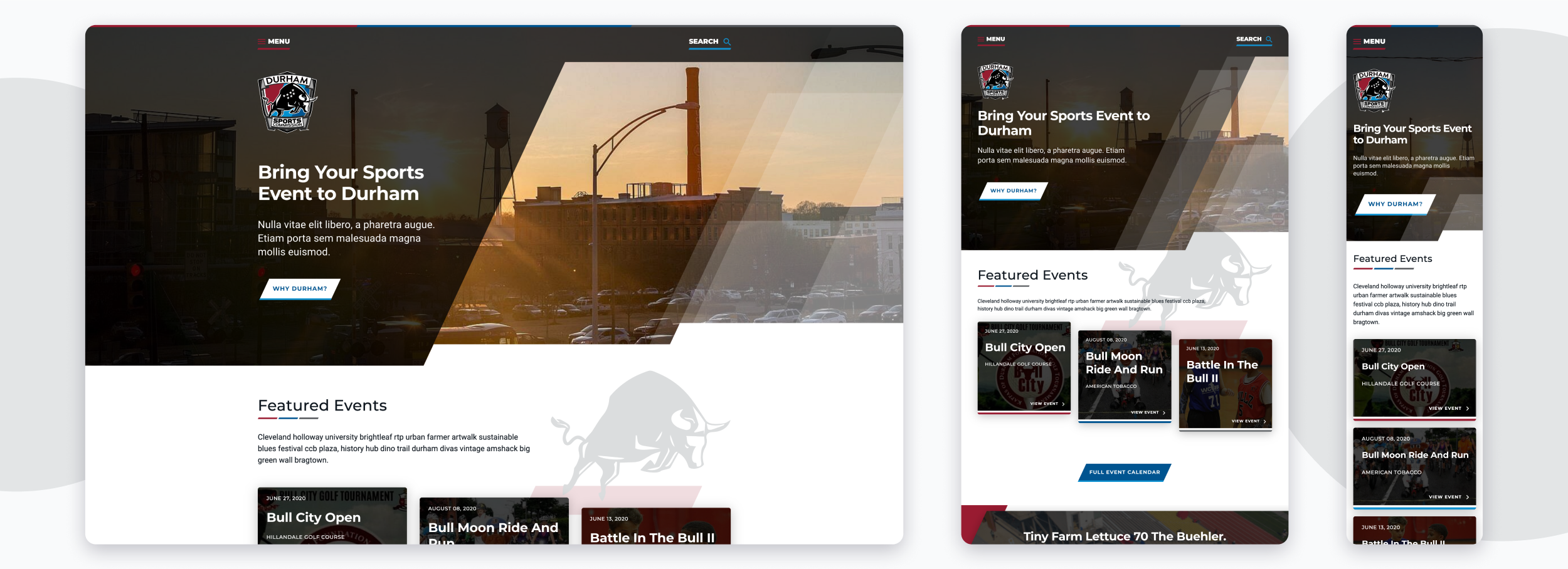 Images of the redesigned durhamncsports.com site