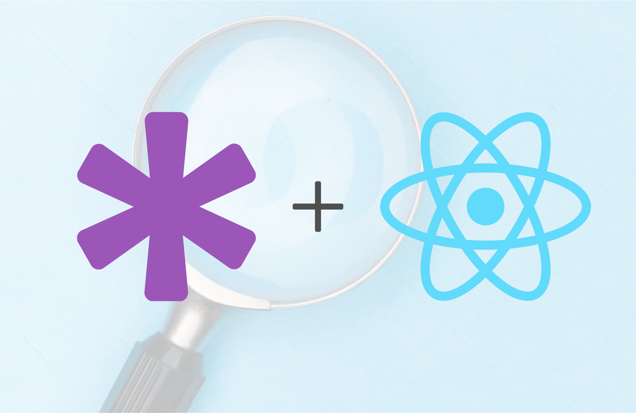 The Fuse.js and React logos imposed over a magnifying glass