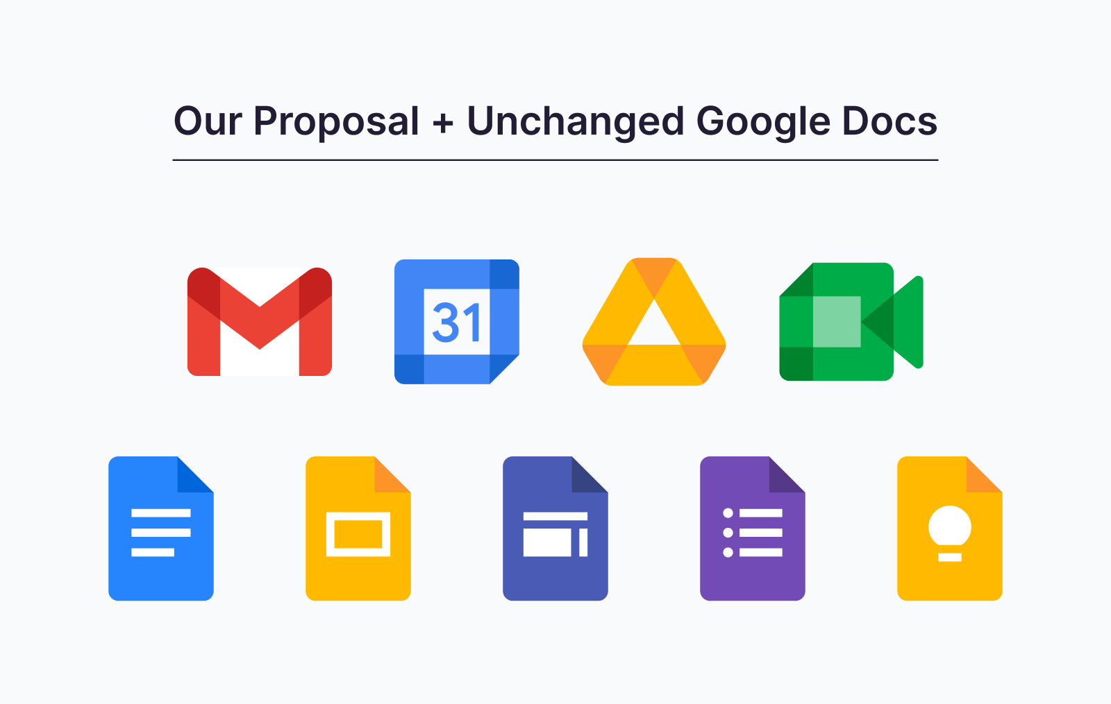 The Savas interpretation of the new Google icons plus the existing Google Docs icon suite