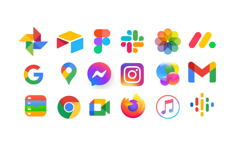 A collection of app icons showing the wide usage of multicolored icons