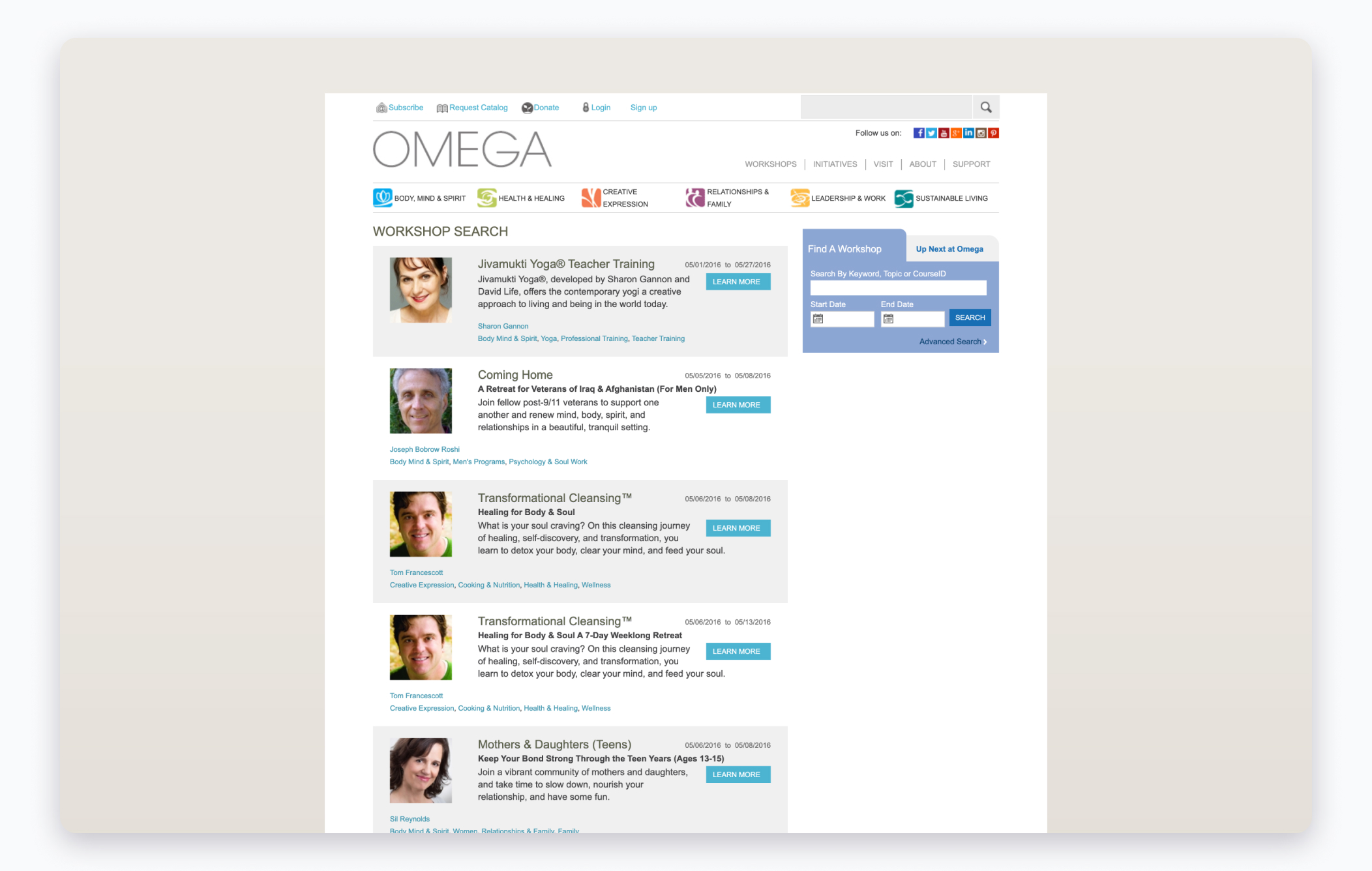 Omega old scheduling webpage