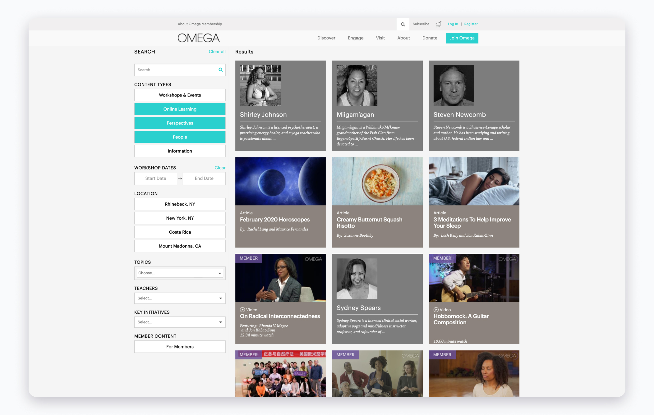 Omega's new scheduling webpage