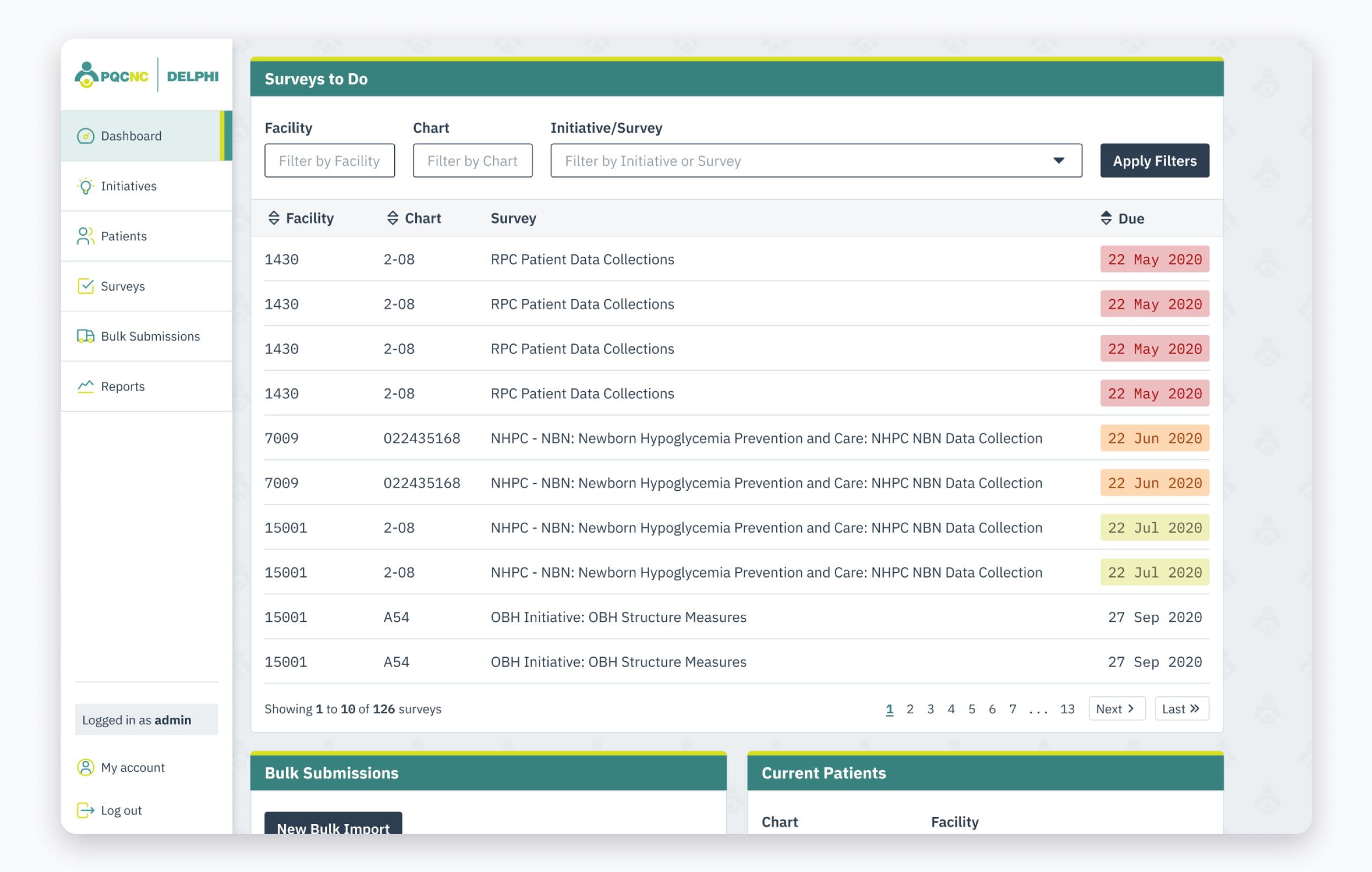 PQCNC application dashboard