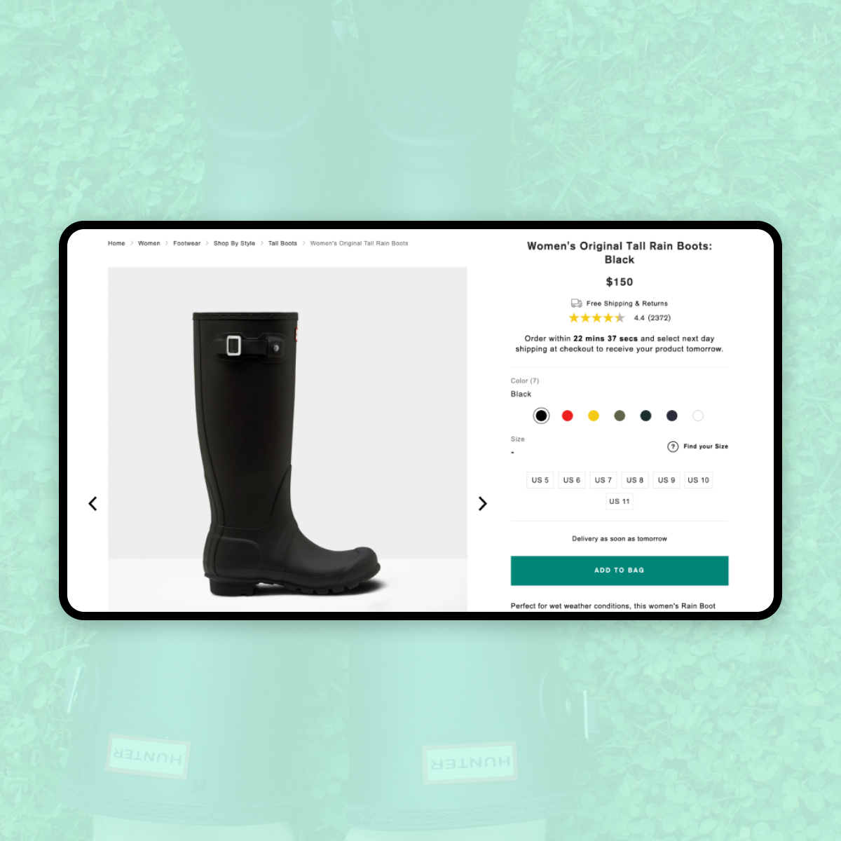 Hunter Boots homepage