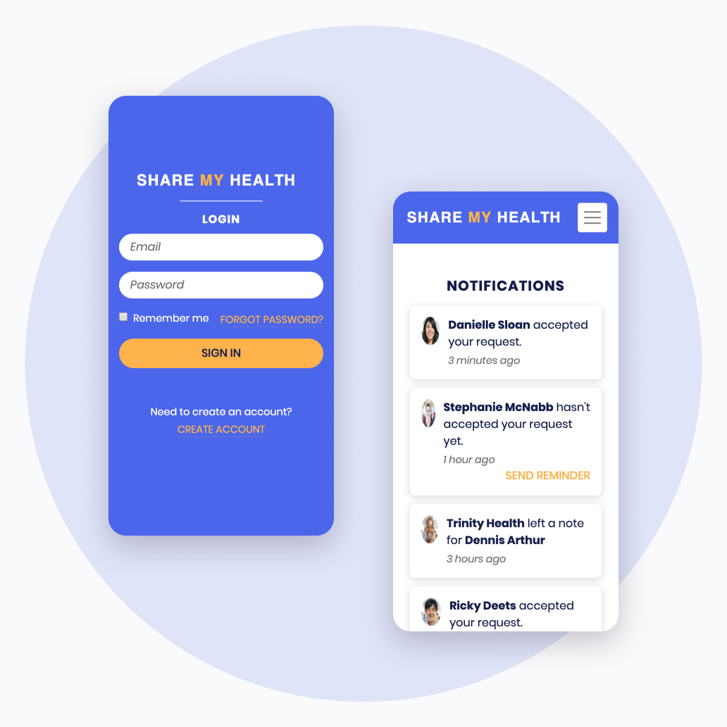 Videntity application displayed on mobile screens