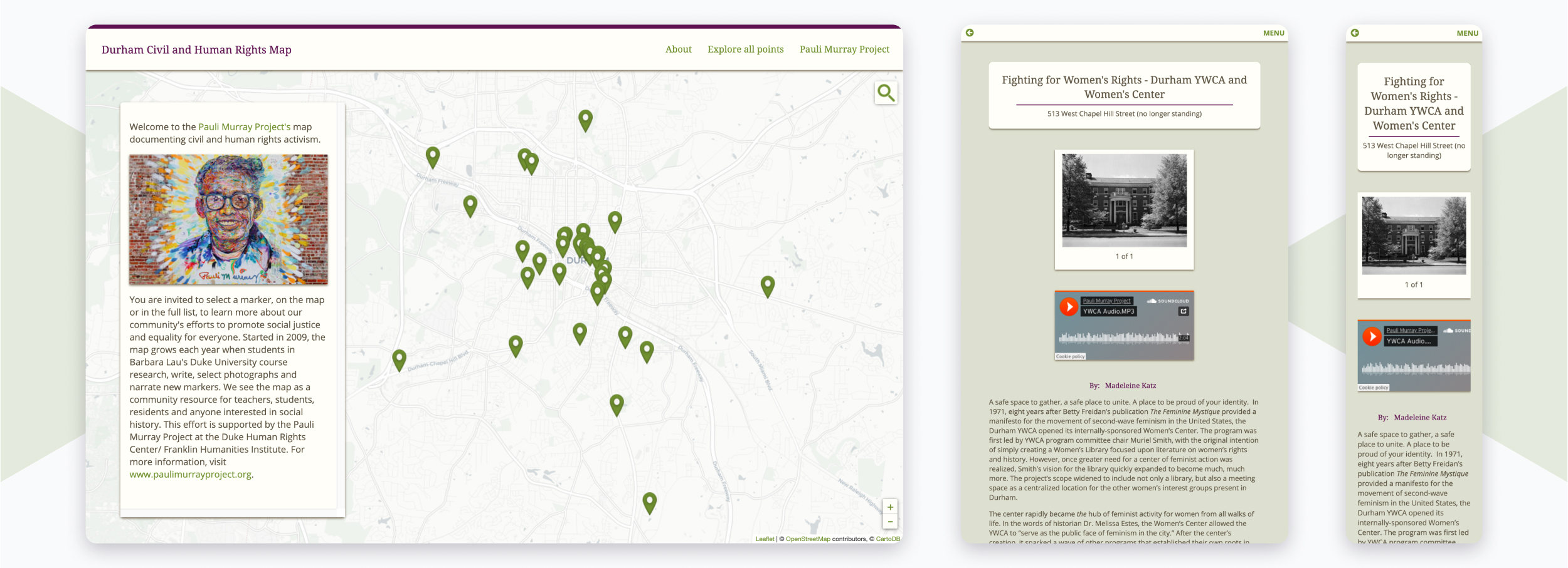 Durham Human Rights Center website on various screen sizes