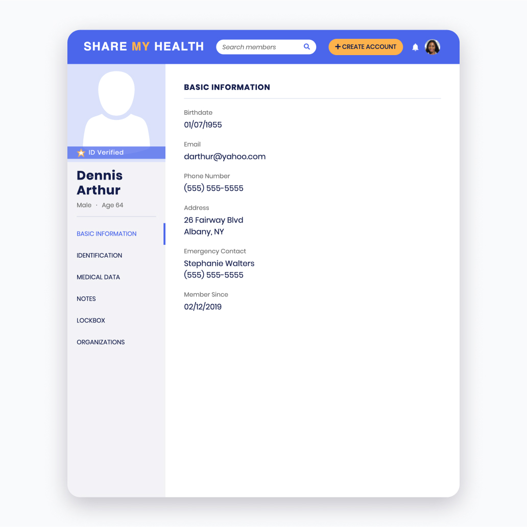 Videntity member profile page