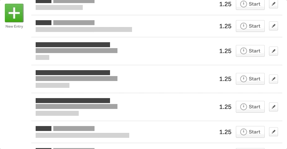 Animated scrolling screenshot showing many time entries listed vertically.