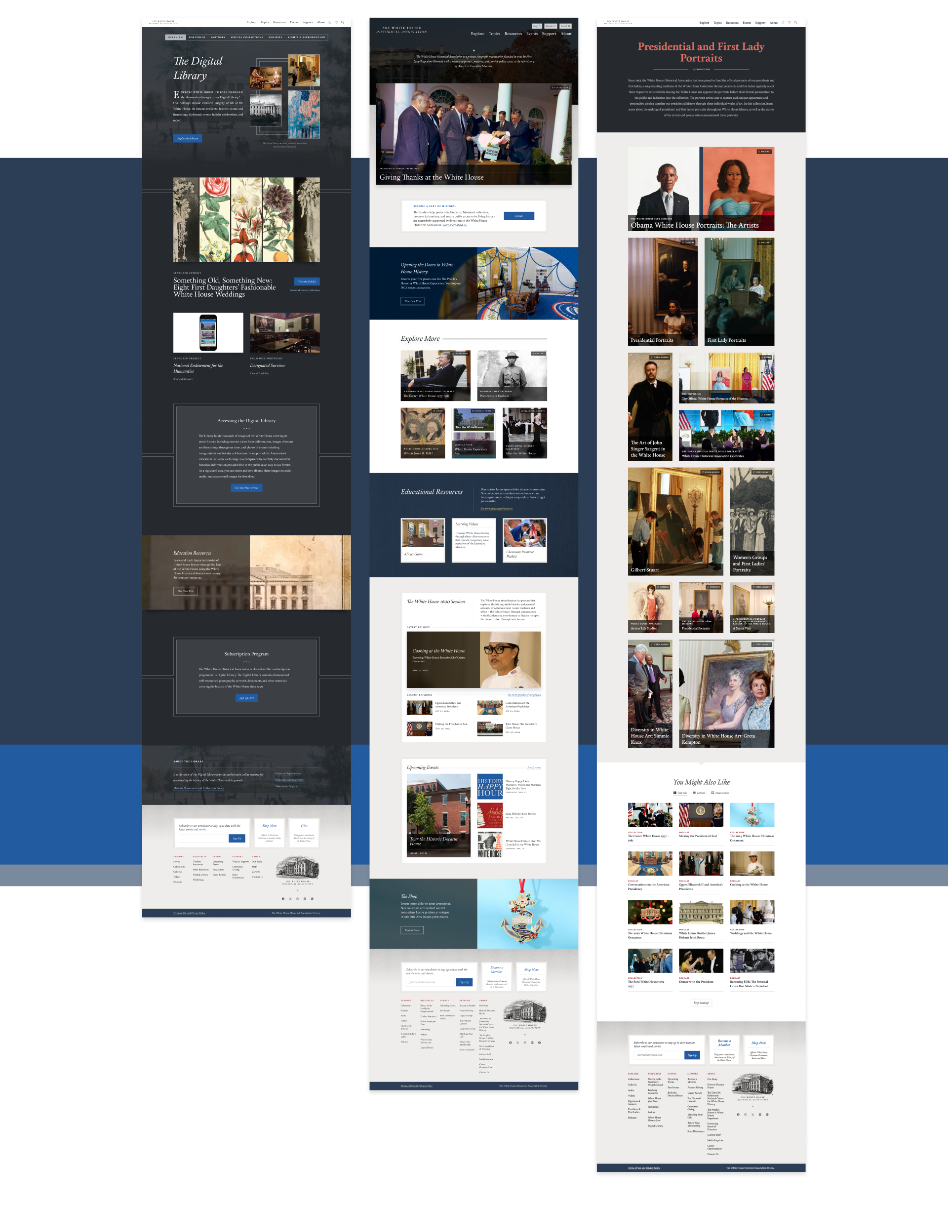 Three pages from the new White House Historical Association site.