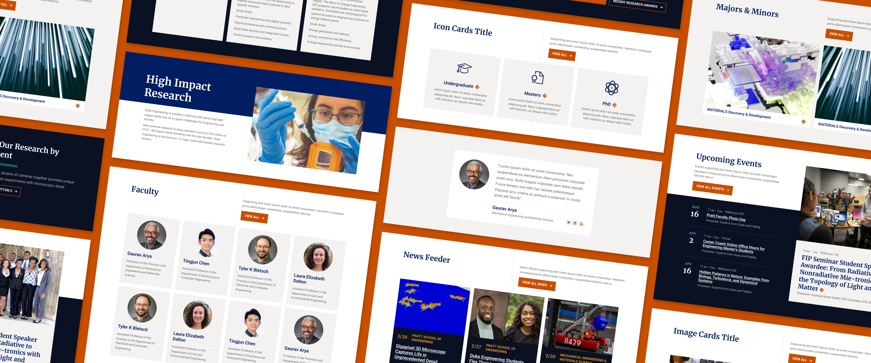 Multiple examples of the components from the component system.