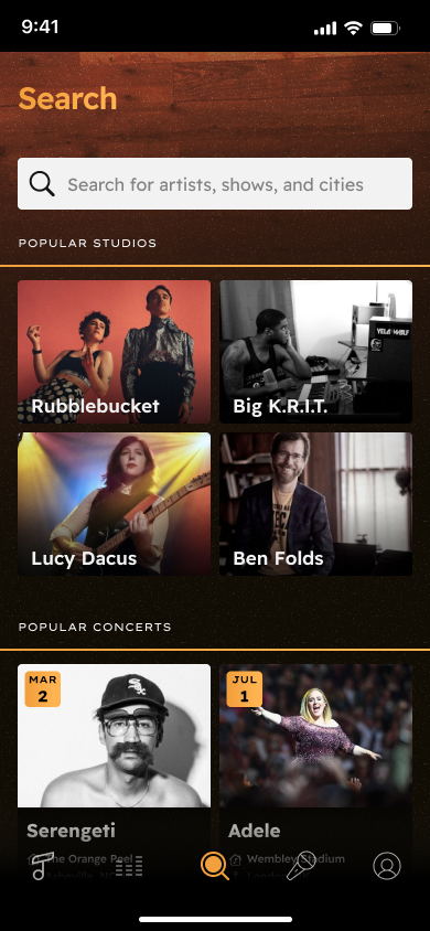 Screenshot of a search page in a mobile app