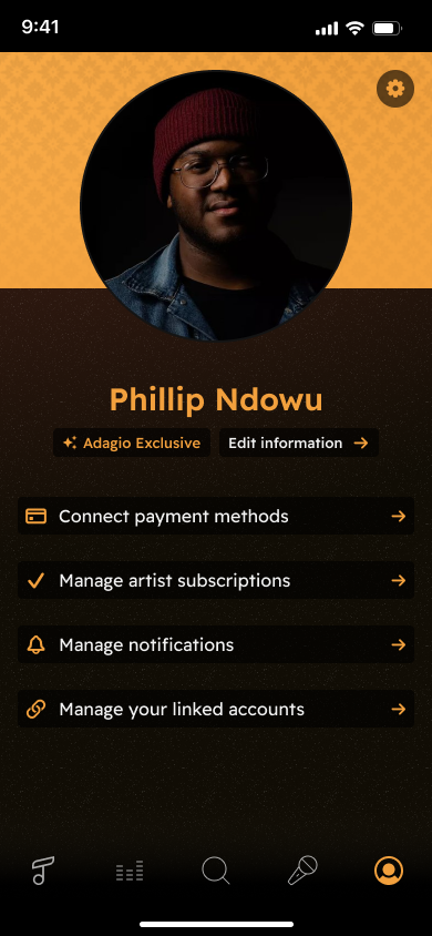 Screenshot of a user's profile in a mobile app