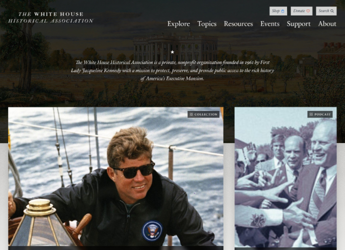 Screenshot of the White House Historical Association website