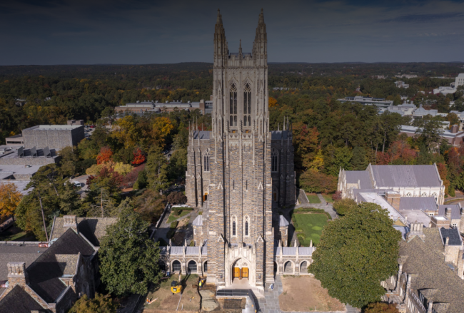 Aerial photo of Duke's campus