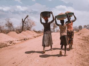 Women walking down road
