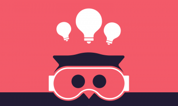 Ava, wearing goggles, peering over a wall