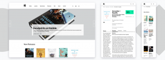 Mockups of the MIT Press site on devices of various width