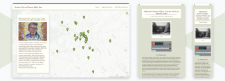 Mockups of the Durham Civil Rights Map on devices of various widths